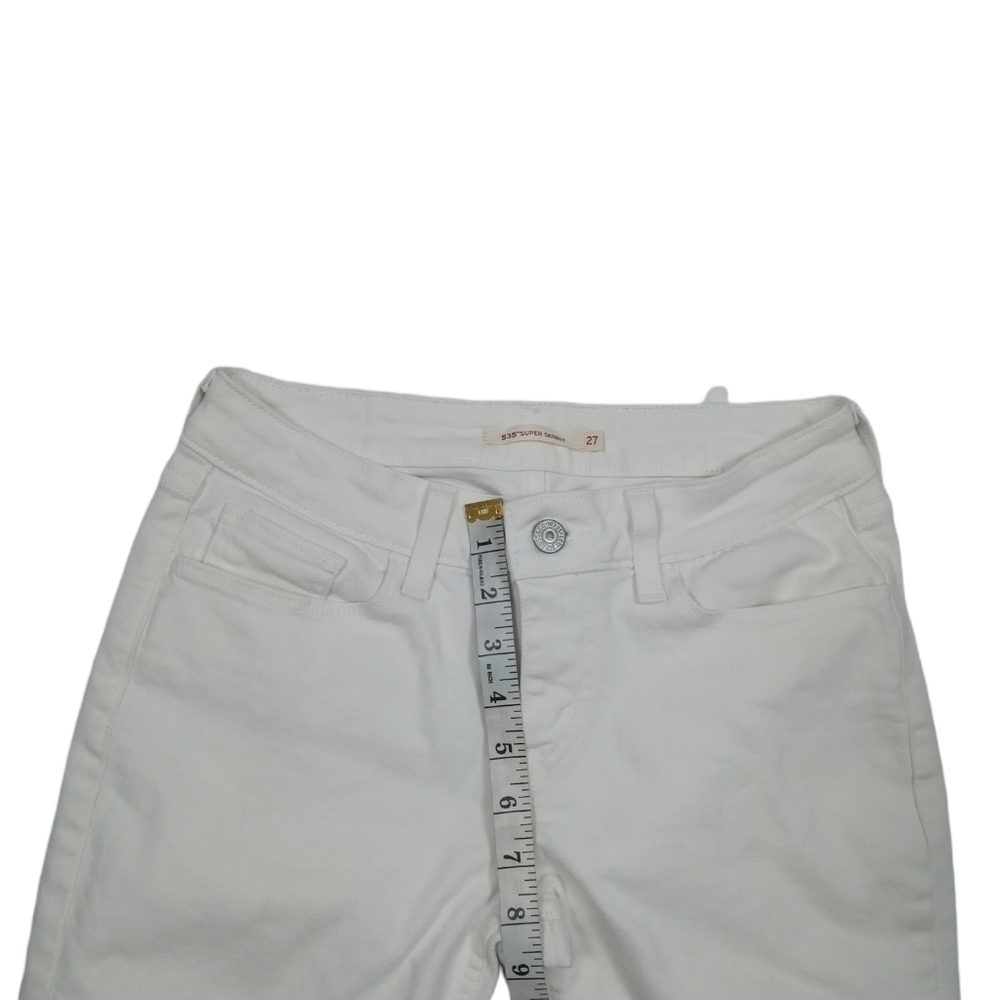 Levi 535 Super Skinny White Raw Hem Jeans Size 27 - Picture 5 of 8